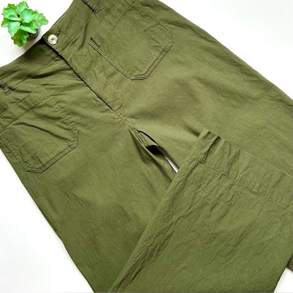 Anthropologie Maeve The Colette Cropped Wide Leg Pants Green Size 32 - Picture 2 of 16